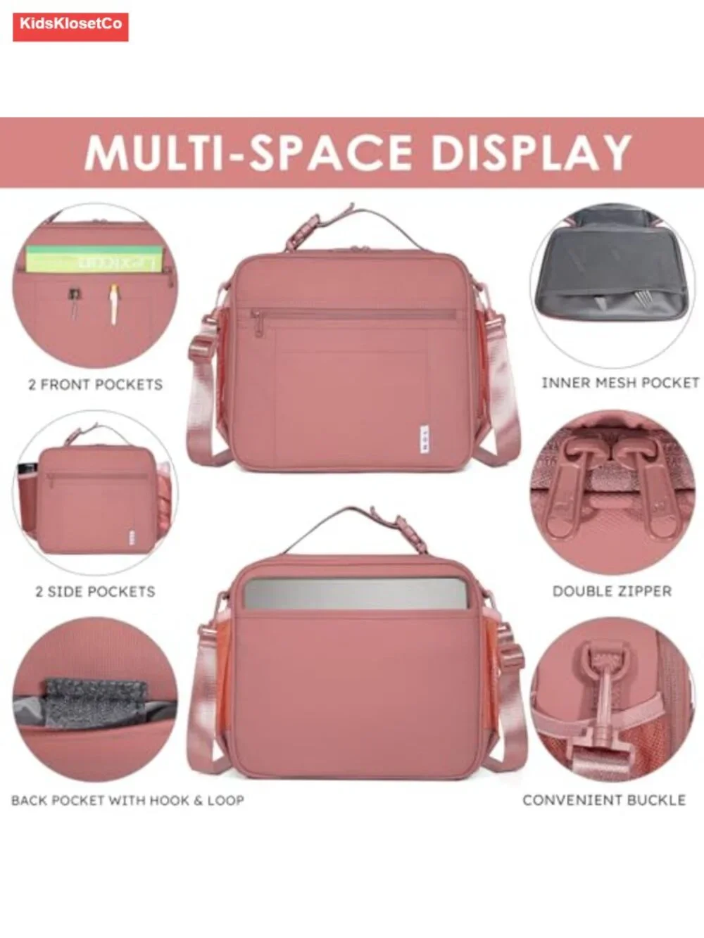 Kids Insulated Lunch Bag - Waterproof Nylon, 3-Layer Thermal, Adjustable Strap,